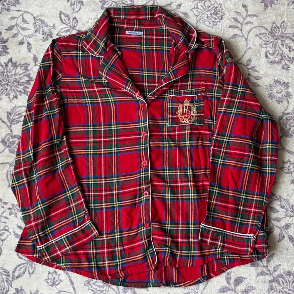 Posh Peanut Flannelette Tartan Plaid Top 2X